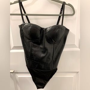 Leather look body suit